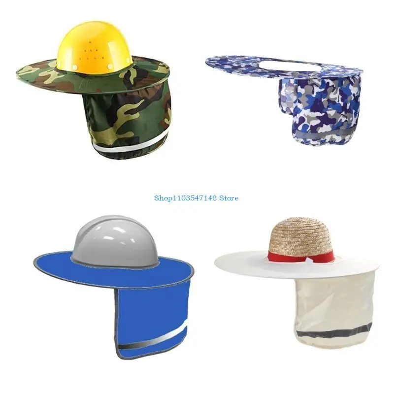 

P88B Hard Hats Sun Shade Sunshade with High Visibility Reflective Strip Breathable UV Protections Neck Shield for Hard Hats