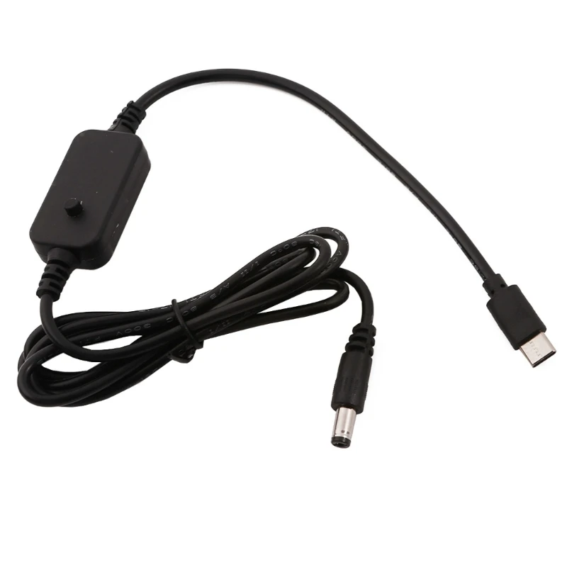 Universal USB C to 5V 9V 12V 15V 20V 5.5x2.1mm Power Cable with output voltages display for LED Light Modems CCTV Camera