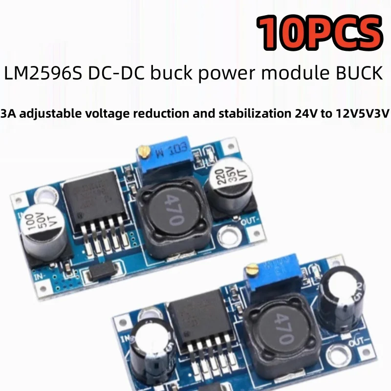 

10PCS LM2596S DC-DC step-down power module BUCK 3A adjustable step-down voltage regulation 24V to 12V5V3V