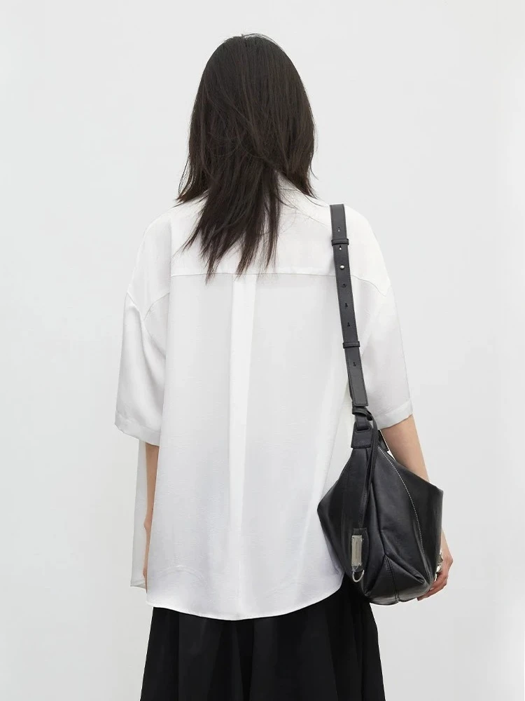 CHIC VEN Korean Women Shirt White Single-breasted Loose Casual Solid Office Ladies Short Sleeved Blouses Spring Summer 2026