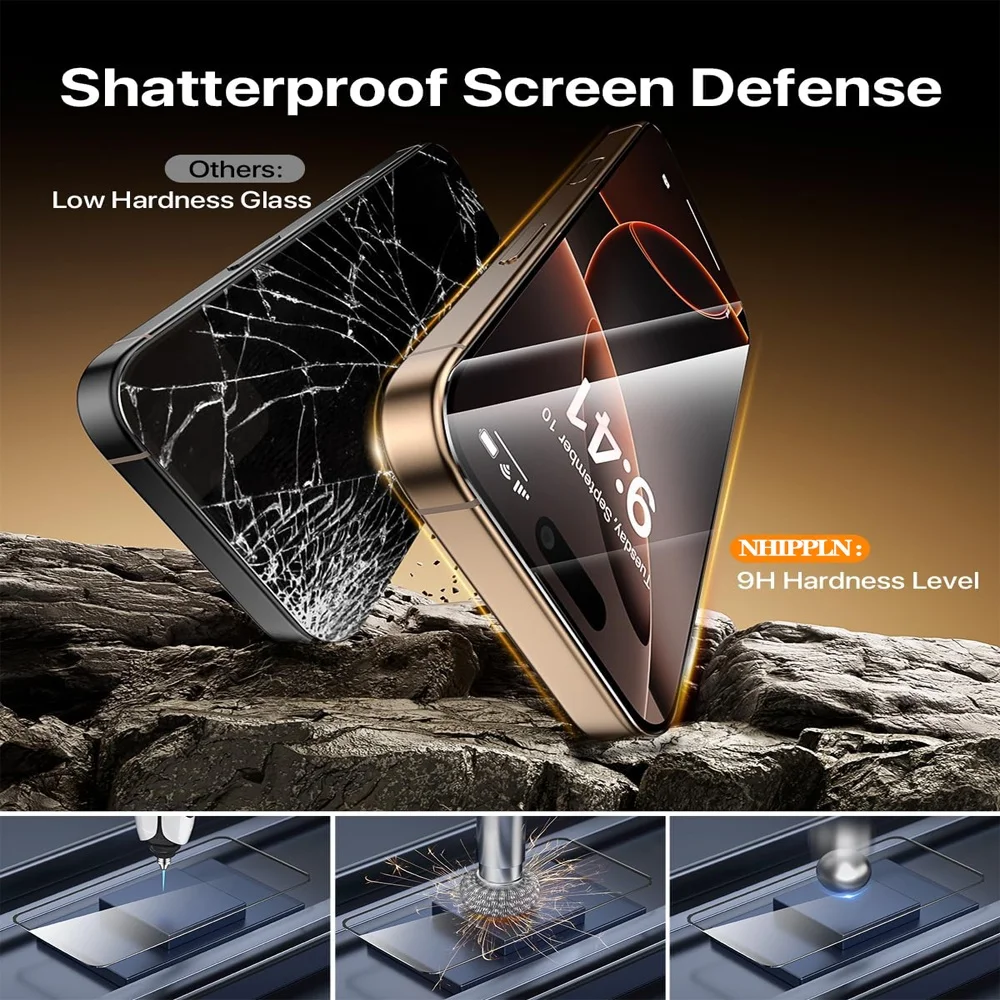 1-3PCS Protective Film For iPhone 17 16 15 Pro Max Glass Screen Protector iPhone 17e 16e 15 14 13 12 11 Pro Max Tempered Glass iPhone15 Pro Pelicula