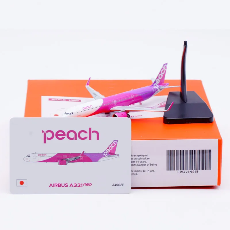 EW421N015 Alloy Collectible Plane Gift JC Wings 1:400 Peach Airlines Airbus A321neo Diecast Aircraft Jet Model JA902P