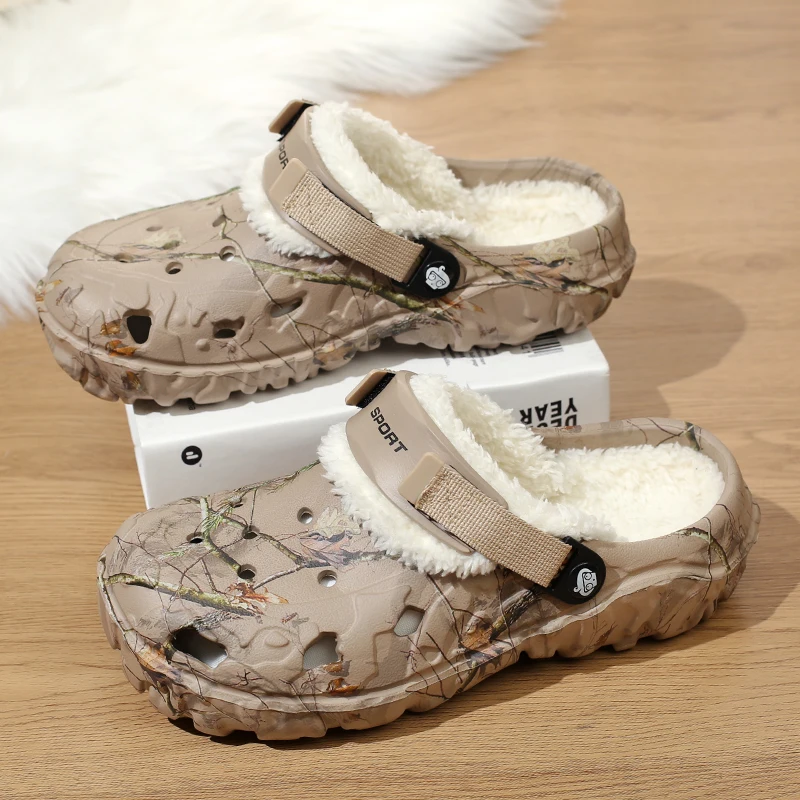 Neue Männer Winter Hausschuhe Indoor bequeme warme Hausschuhe Sommer abnehmbare Sandalen Männer lässig rutsch feste Plüsch Pelz Clogs für Männer