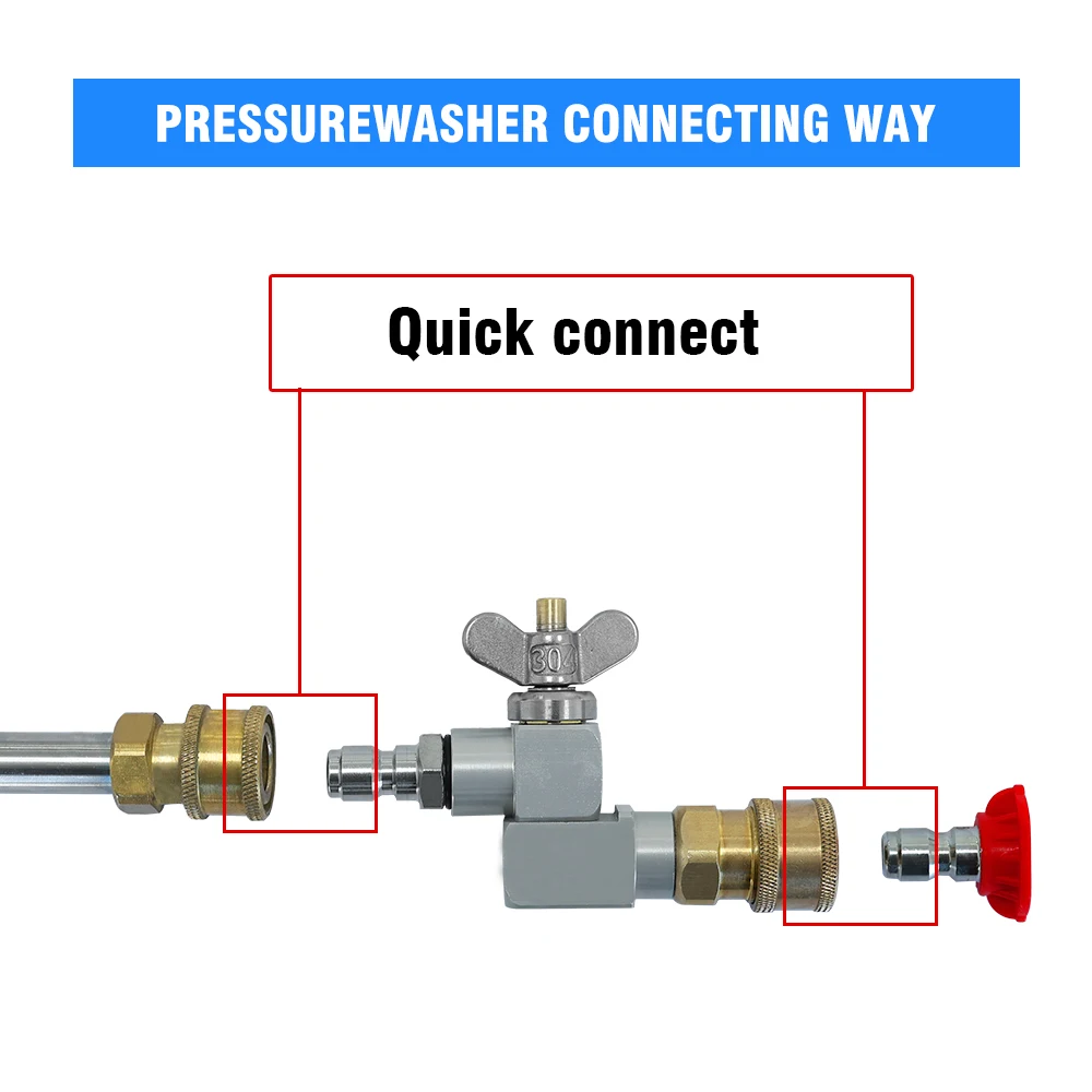 For M22-id14mm 1/4" universal quick-plug interface Karcher car wash high-pressure water gun extension rod 270° rotating nozzle