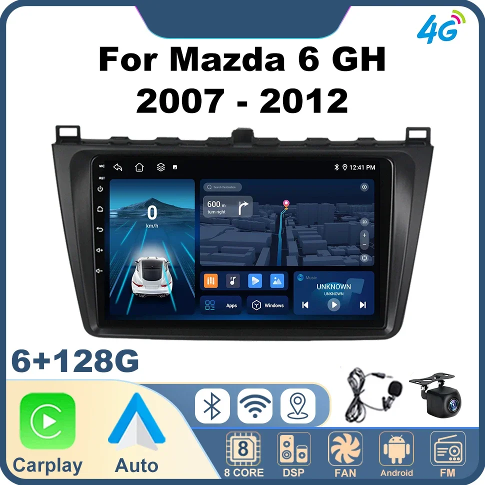 Android 2Din Car Radio for Mazda 6 GH 2007 - 2012 2Din CarPlay 8Core Navigation GPS WIFI Head Unit 4G Net FM Auto Smart Systems