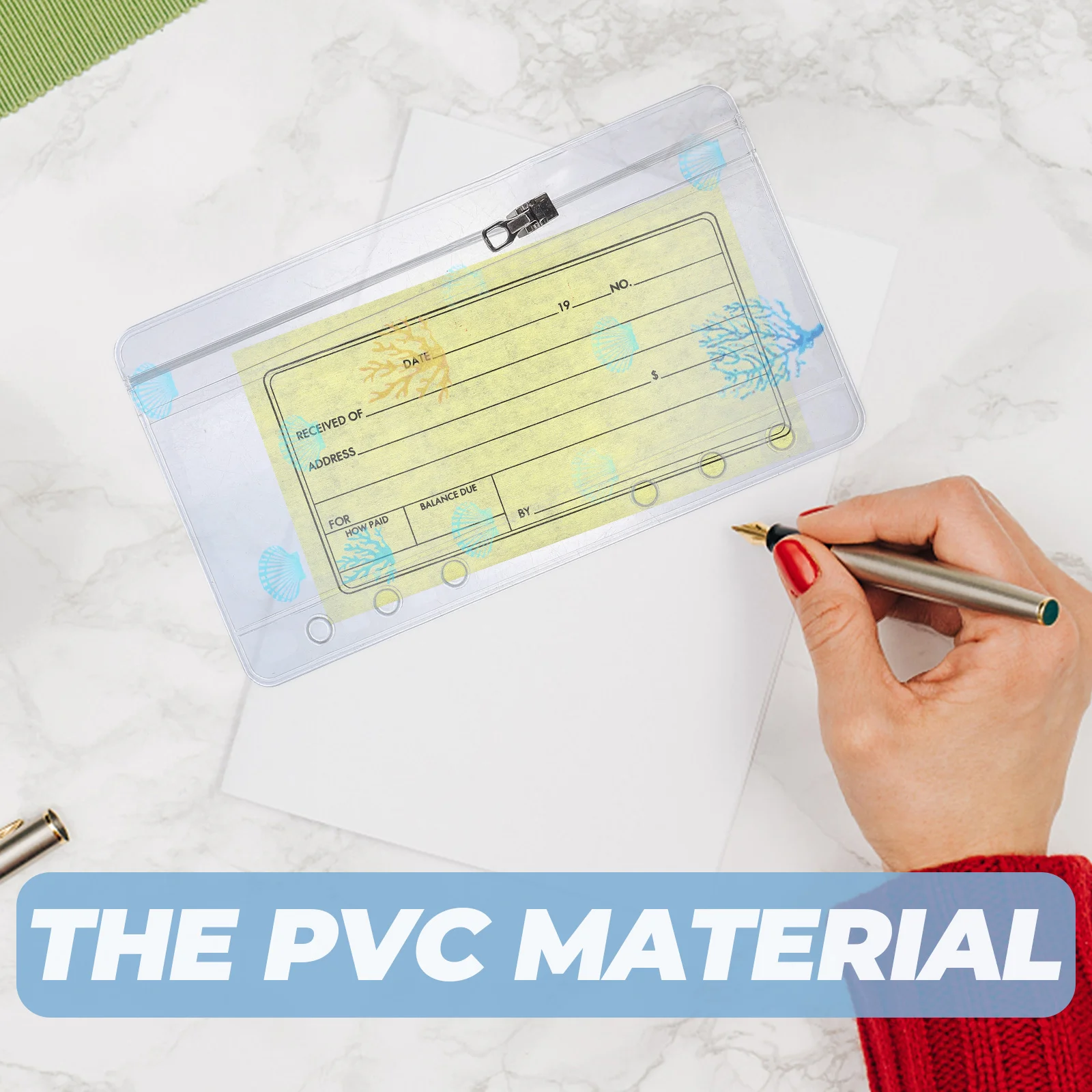 

Shell Design Binder Zipper Pouch PVC Document Pocket 6-Hole Loose Leaf Loose-Leaf Book Zip Bag Notebook Accessories Storage Bag