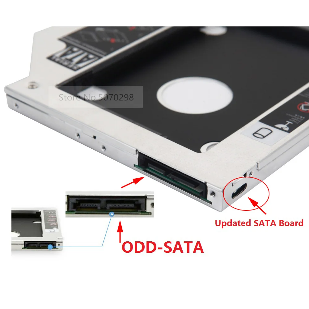 9.5 milímetros Quadro 2nd HDD SSD Hard Drive Óptico bay Caddy para Sony VAIO svs15 SVS13A1u9ES SVS13A15GGB-UJ8C7 VPCZ133GM VPC-Z13C5E