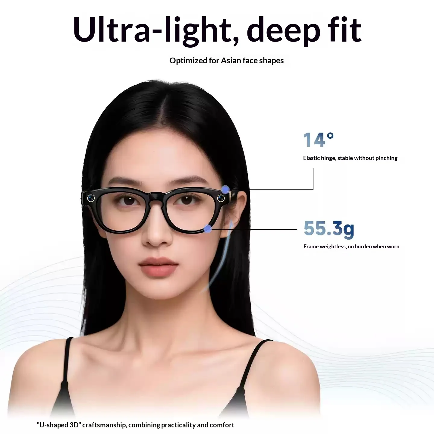 WAGAWAGA Aura AI Smart Glasses 55.3g A translation dialogue Know the map record Smart Glasses 13mm custom tuning speaker