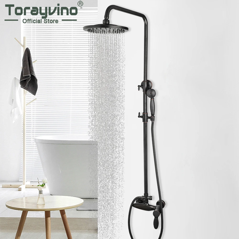 Torayvino ORB Bathroom Shower Faucet Set Wall Mounted Rainfall 8