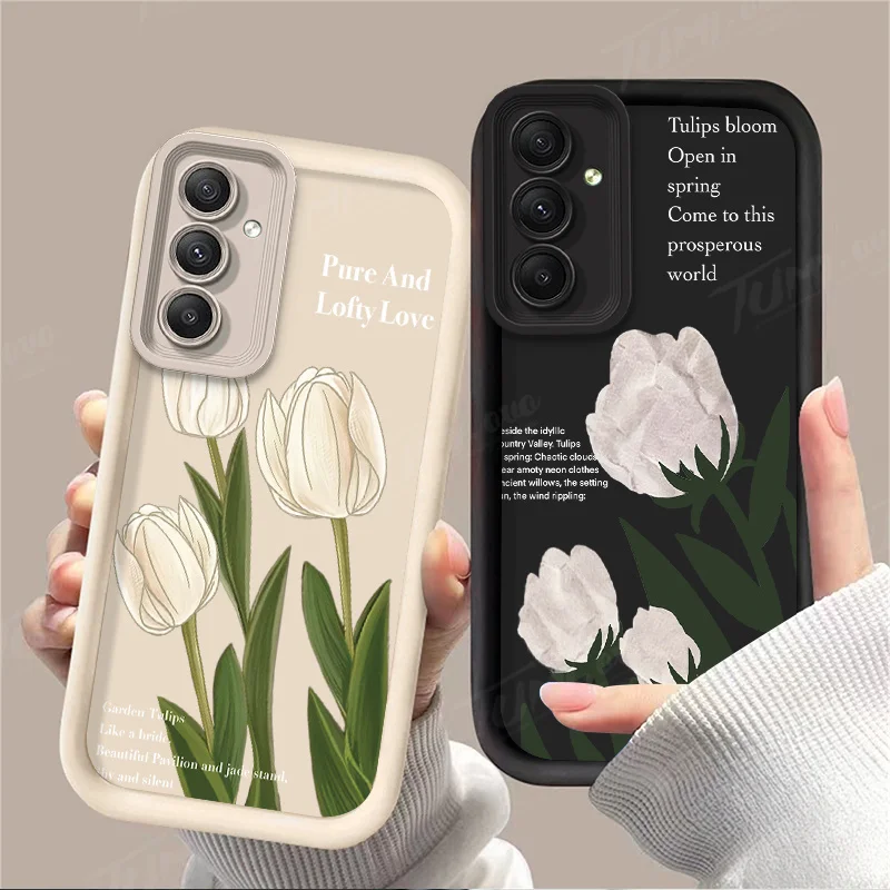 Beautiful Tulip flower Case for Samsung Galaxy A55 A35 A25 A15 A05 A05S A24 A13 A23 A12 A22 A32 A52 A52S A72 A11 Silicone Cover