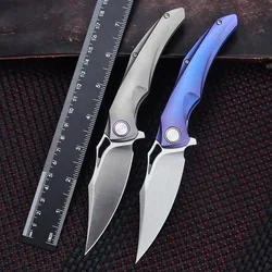 60HRC New M390 Blade Titanium Alloy Handle Flipper Zero Folding Knife Self Defense Pocket Knife for Men EDC Tools