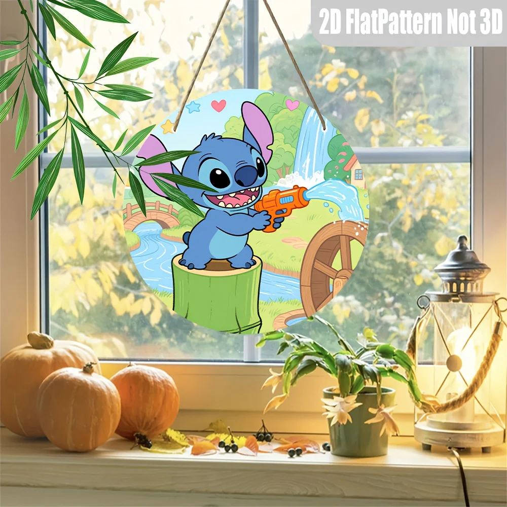 مسطح ثنائي الأبعاد، قطعة واحدة، لافتة خشبية مستديرة على شكل غرزة، فن جداري ثنائي الأبعاد للمنزل والمكتب وغرفة المعيشة - ديكور متعدد الوظائف (لا حاجة إلى طاقة