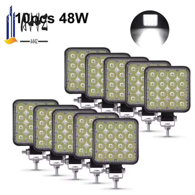 

A44Z-12V 24V Светодиодная панель 48W Рабочая световая панель Квадратный прожектор для Jeep Truck Offroad Автомобиль Мотоцикл SUV ATV Светодиодные фары