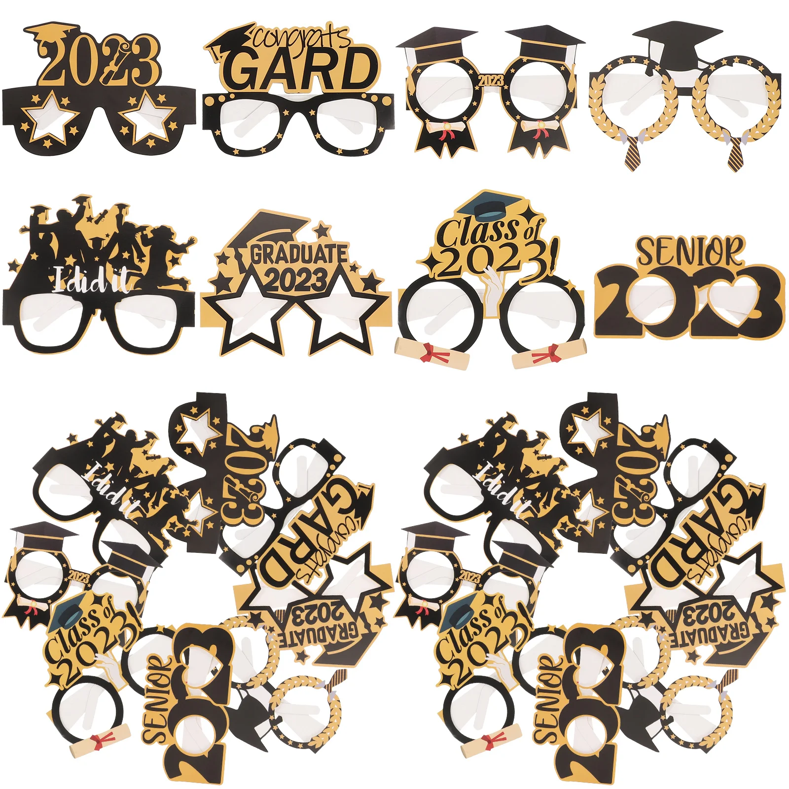 

24 Pcs Graduation Paper Glasses Eyewear Party Frames Photo Props Accessories 2023 Season cosplay Family Gatherings Friends
