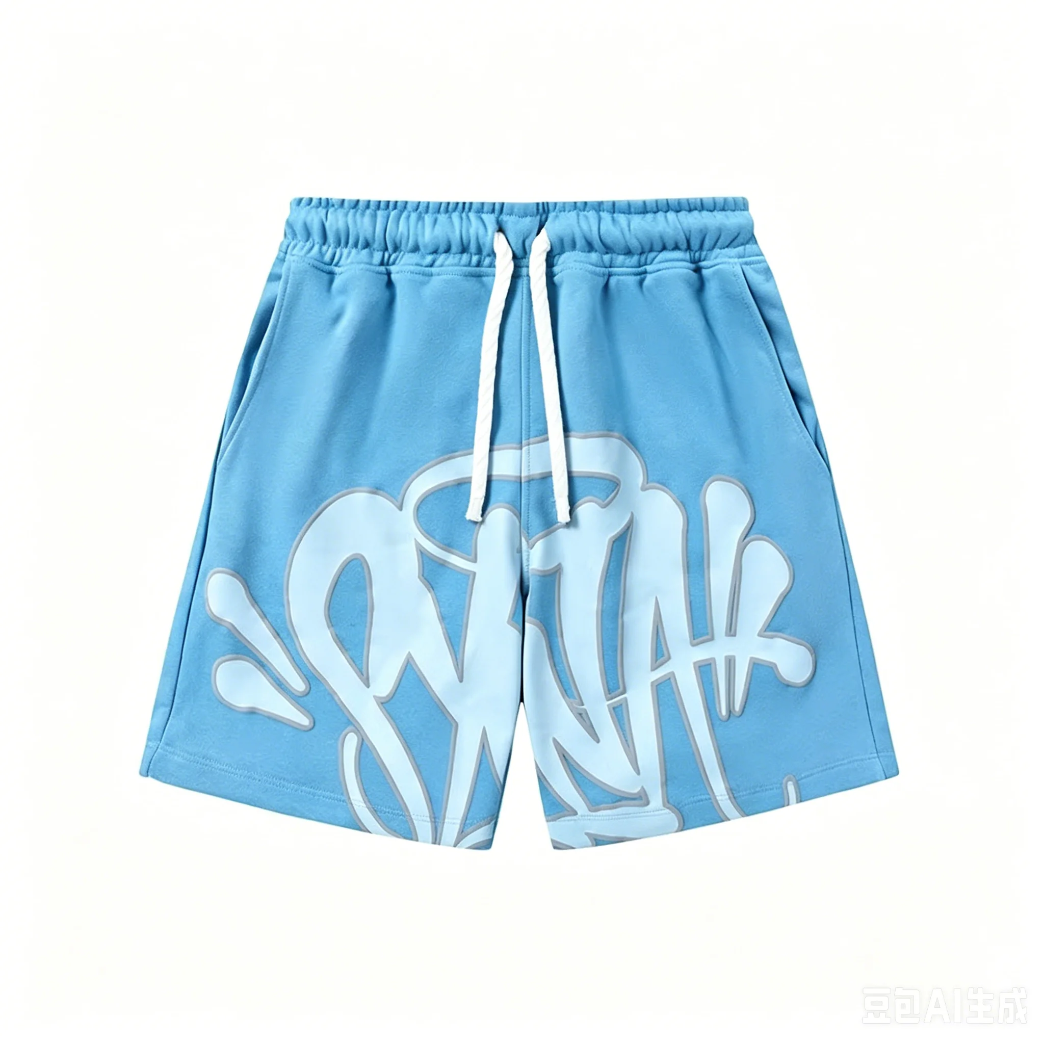 Trendige Marken-Sportshorts mit amerikanischem Street-Graffiti-Buchstabendruck für Herren, schnelltrocknende Strandhose für Sport und Freizeit – Detail 7