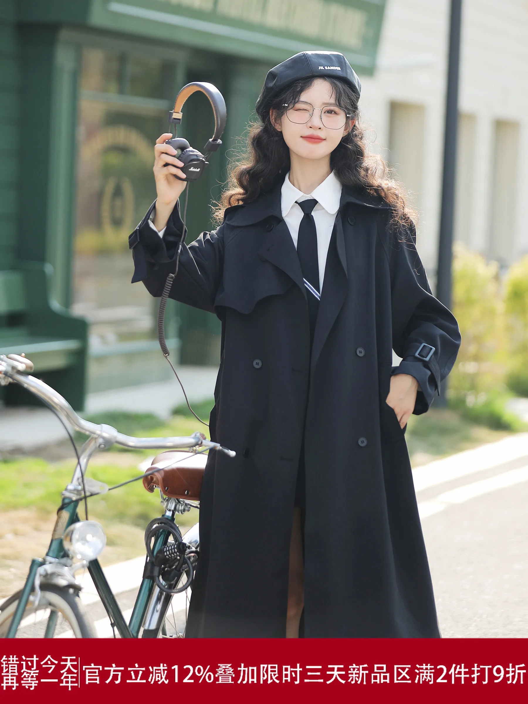 

Lingjiu 2025, новая женская корейская ветровка с застежкой на талии, Briti, пальто средней длины цвета хаки, весна-осень