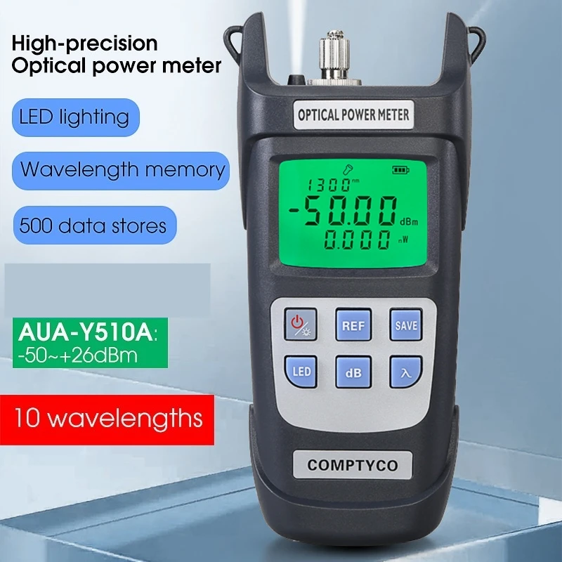 Medidor de potencia óptica AUA-Y510A y localizador Visual de fallos, Kit de herramientas de probador de fibra FTTH (opcional) OPM(-50 ~ + 26dBm) y VFL(30/1/10/20/50mW)