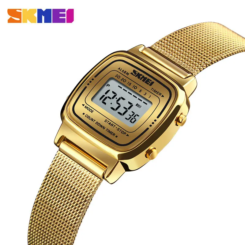 SKMEI reloj de deporte de moda reloj de las mujeres de las marcas de lujo 3Bar impermeable relojes de alarma de reloj Digital Reloj Feminino 1252