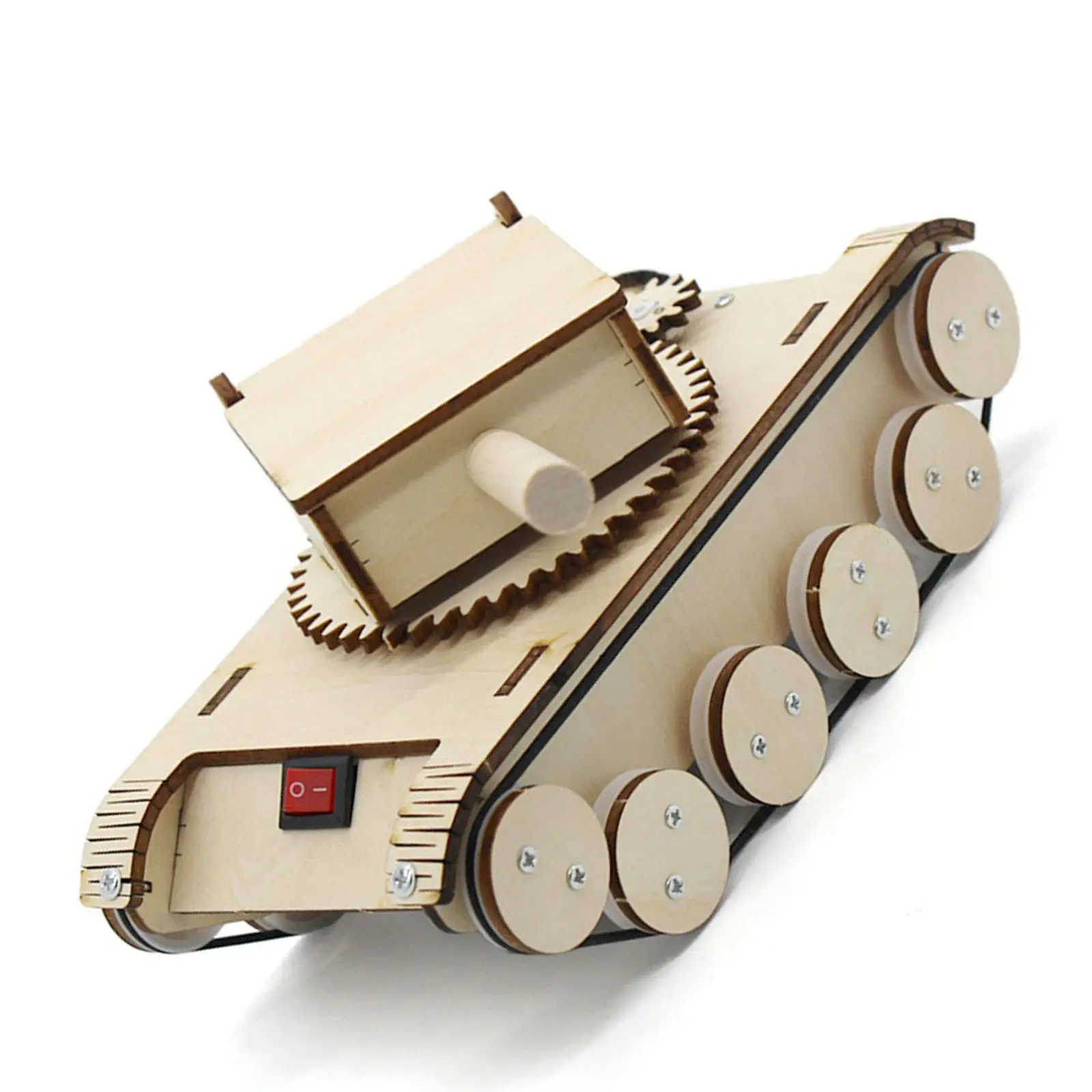 

Rotating Turret Wooden Tank Kit Educational Kit Multifunction DIY Science Toy Wooden Tank Model for Teens Kids