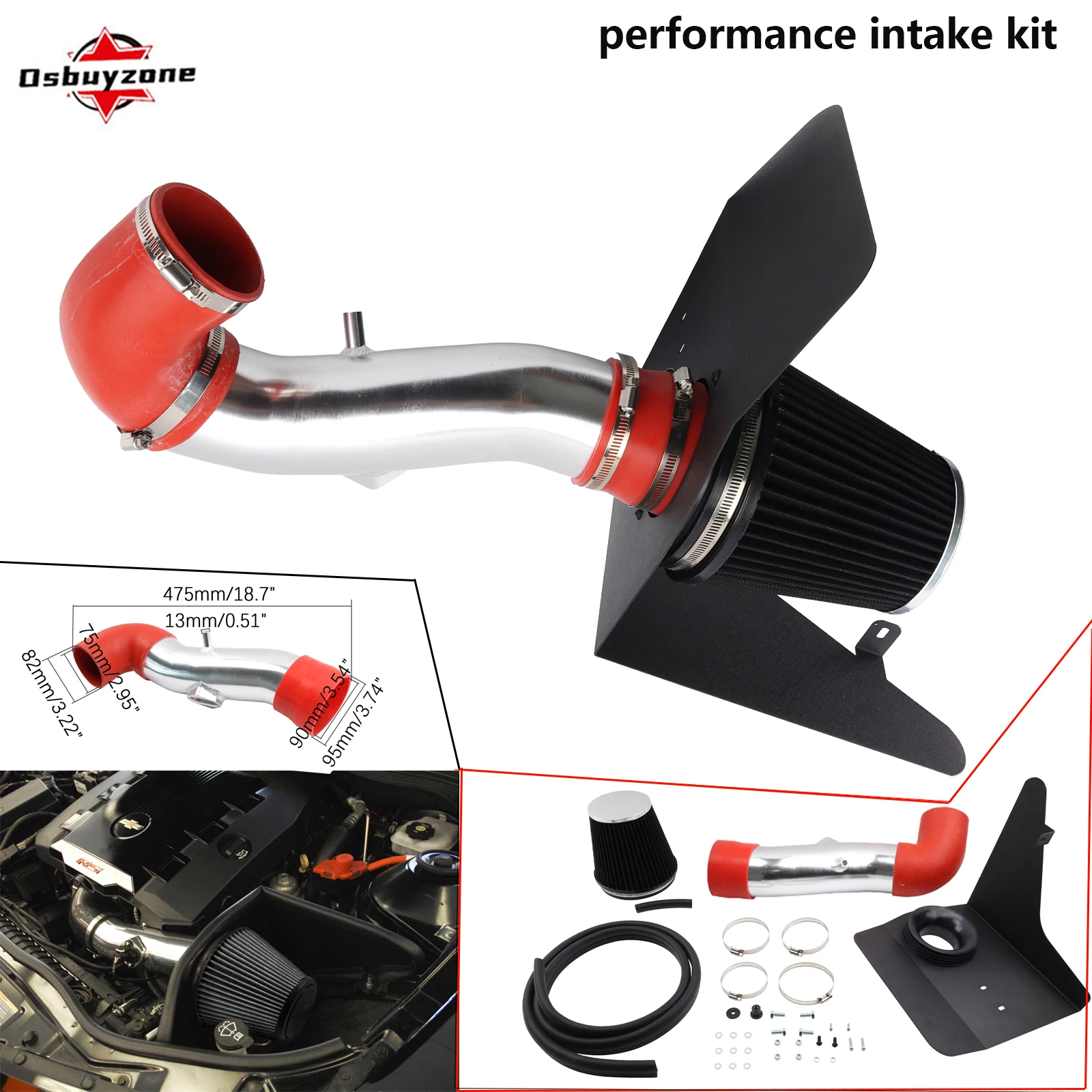 

Cold Air Intake Induction Kit + Heat Shield For 2010-2011 Chevrolet Camaro LT LS 3.6L V6 high performance