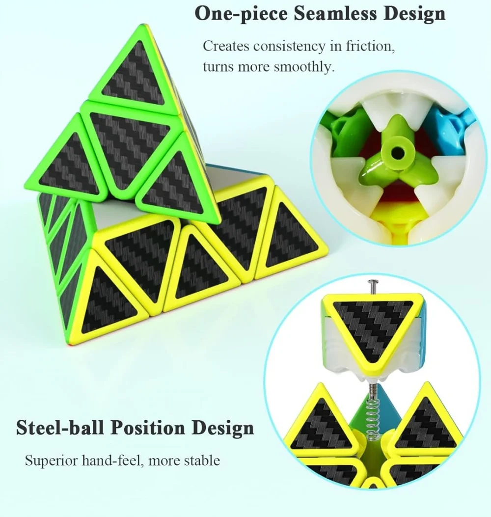 Qiyi 매직 큐브 피라미드 탄소 섬유 스티커 큐브, 교육용 퍼즐 큐브, 어린이용 IQ 장난감, 2x2, 3x3, 4x4, 3x3