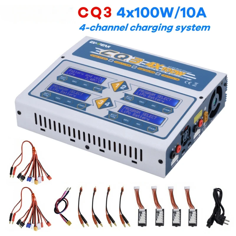 EV-Peak CQ3 AC 110/220V Input 1-6S 4x100W Lipo Battery Balance Charger for RC Airplane Multicopter