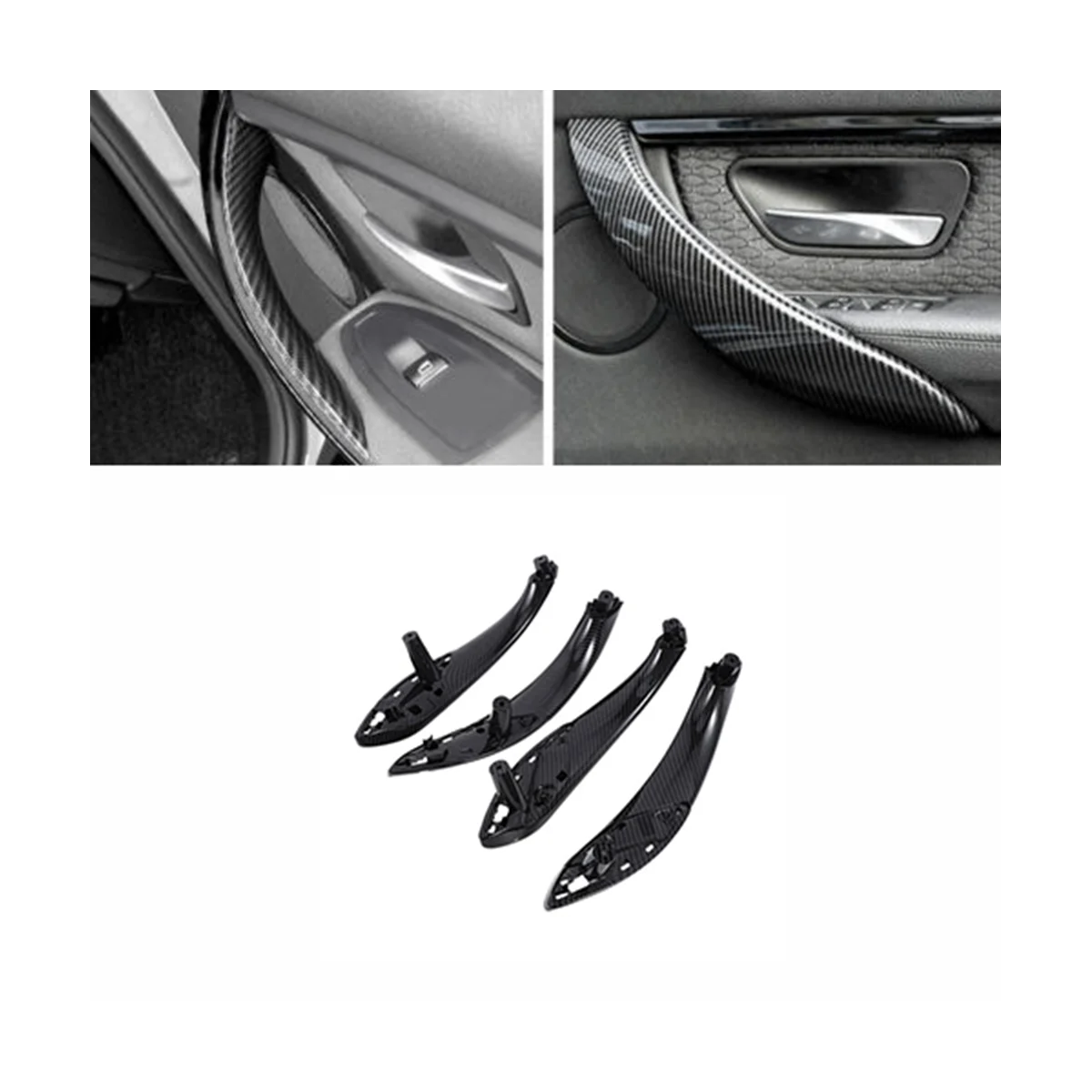 For 3/4 Series F35 F30/316 320Li 3GT Carbon Fiber Texture Inner Outer Cover Door Handle