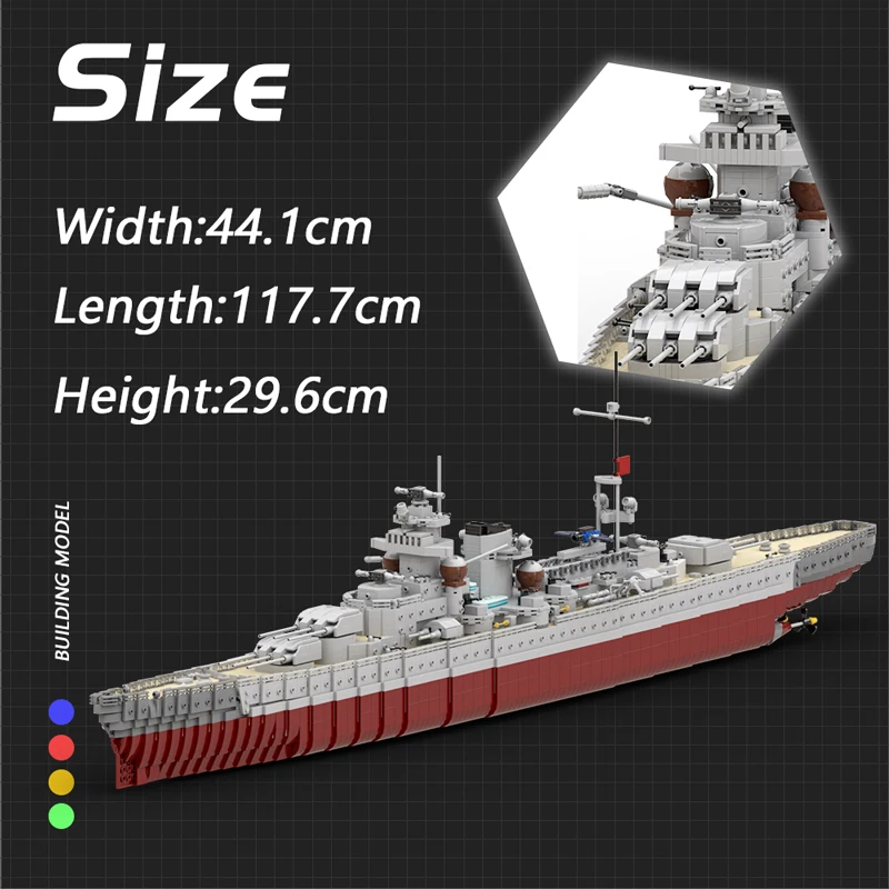 MOC KMS Gneisenau Battlecruiser Germany Military Aircraft Carrier Building Blocks Set Battleship Bricks MOC-15423 Toy Kid Gifts