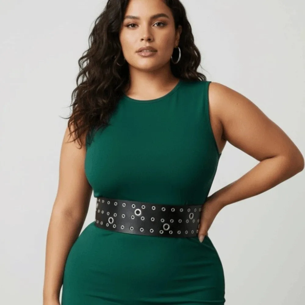 

Регулируемый широкий ремень с полыми заклепками, индивидуальный дизайн, в стиле панк, Y2K, для крутых девушек, винтажный, с трехрядной пряжкой-иглой