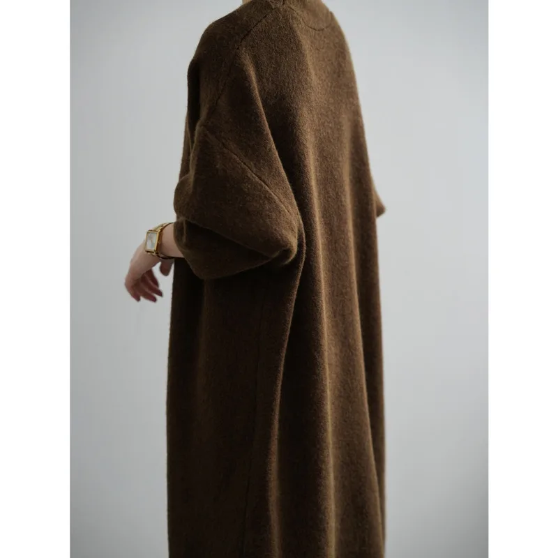 EAEOVNI مزاجه محبوك سترة طويلة سترة المرأة بلون فضفاض تنوعا الخريف الشتاء سترة جديدة 2025 الملابس #2