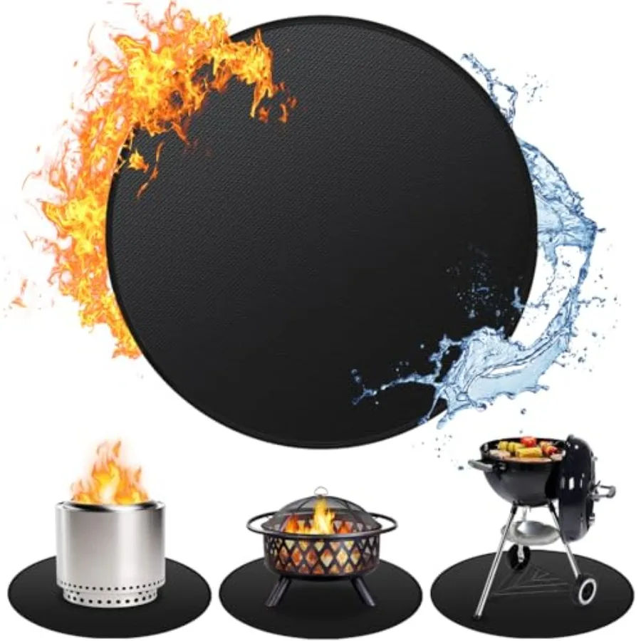 

Круглый огнеупорный коврик для костровой чаши Solo Stove Bonfire, 59 дюймов, двусторонний, для защиты террасы и патио, подкладка под гриль для Solo