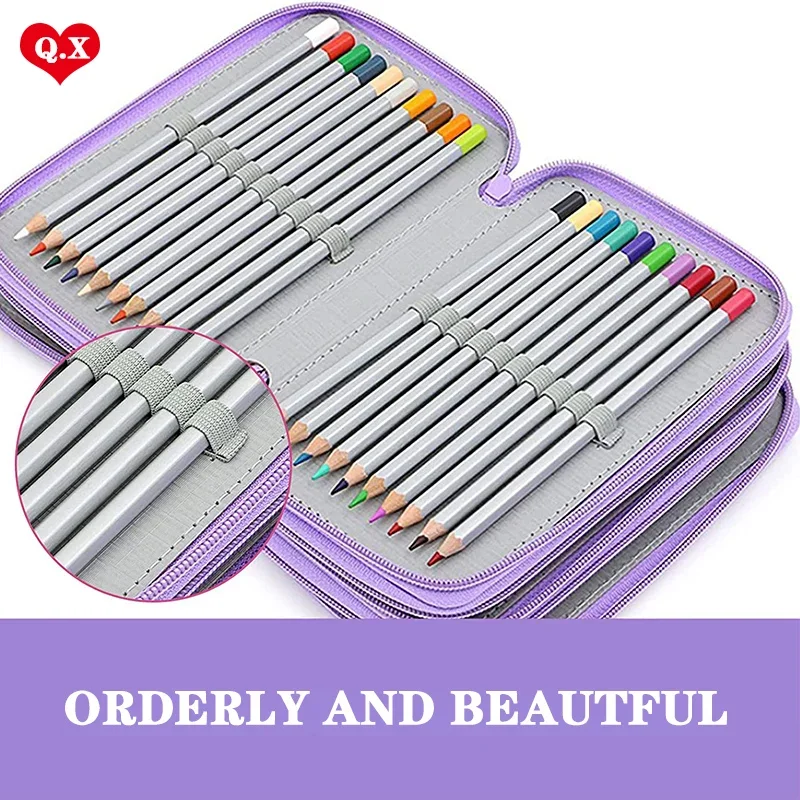 72 Holes 4 Layers of Pencil Case Portable Large Capacity Multifunctional Pen Bag with Zipper Pocket School Supplies stationery