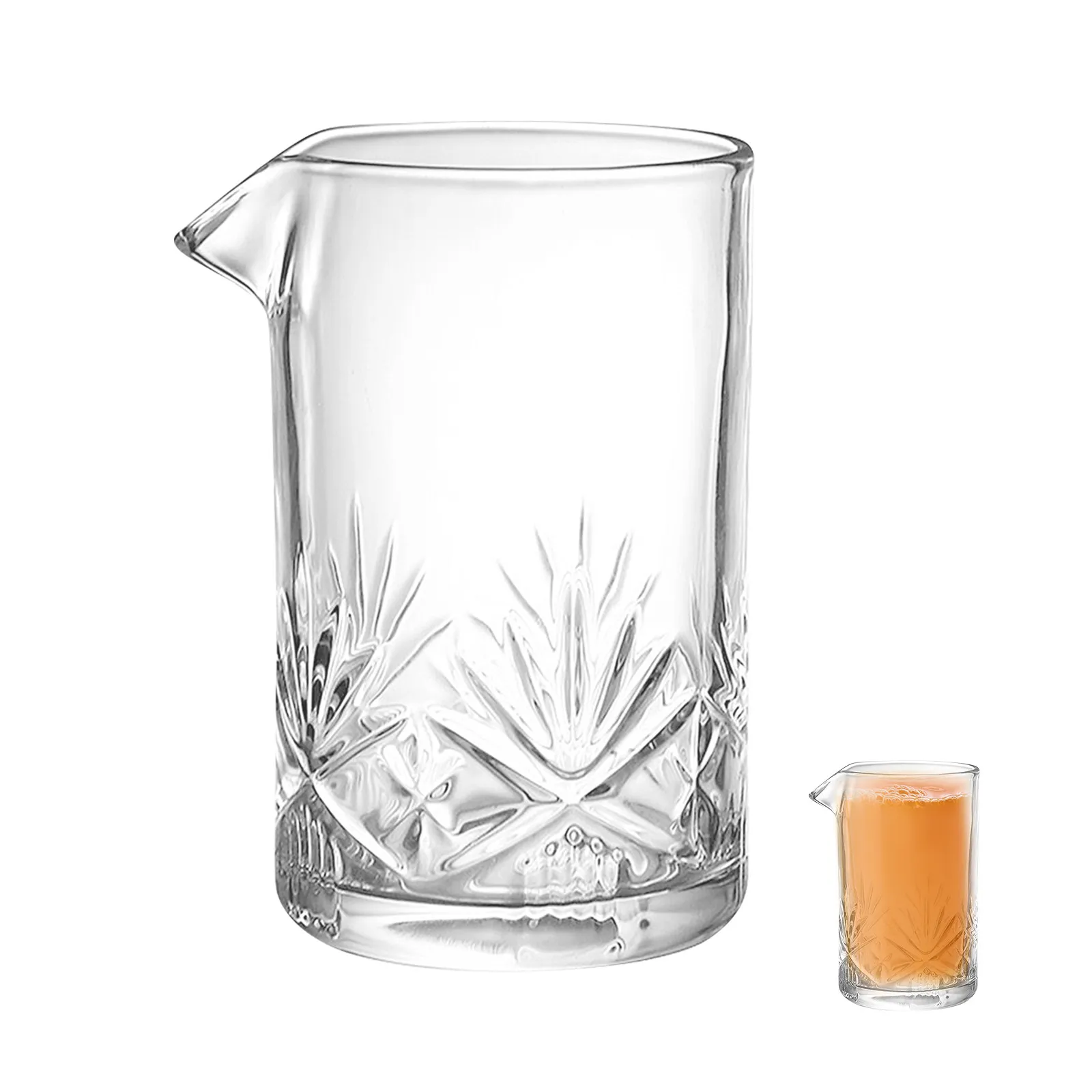 

1Pcs 700Ml Bar Mixing Pitcher Crystal Stirring Glass for Cocktails Thick Base Carved Pattern Leak Proof Spout Round Mouth
