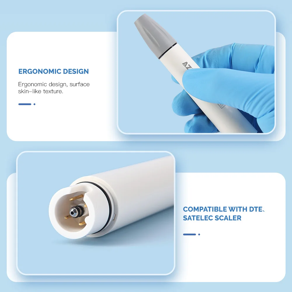 AZDENT New Dental LED Light Ultrasonic Piezo Scaler Handpiece Fit For SATELEC DTE 135℃ High Temperature Sterilization