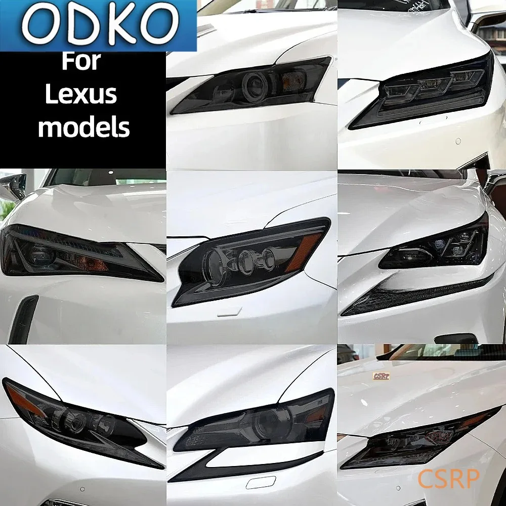 Smoked Black TPU Sticker Car Headlight Protective Film For Lexus ES 300h NX CT GS IS LC LS RX LX570 RC UX GX F Sport 2022
