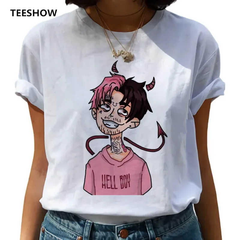 

Lil Peep Harajuku Hip Hop T Shirts Women Printed Fashion T-shirt 90s Graphic Women's Tshirt white Streetwear Top Tees Female