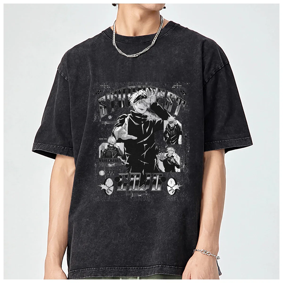 Anime sukuna Kaisen Acid Harajuku Manga Graphic Oversized t shirt men Women Fashion Casual Vintage Washed Cotton Unisex Y2K1