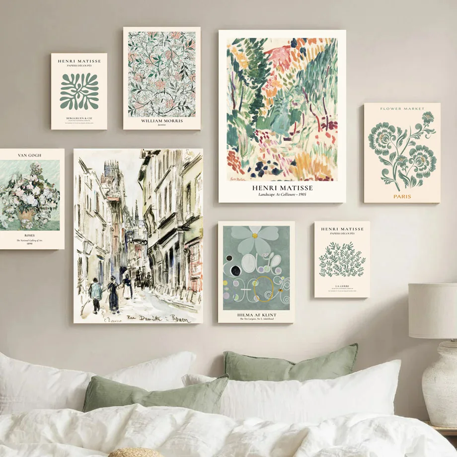 Framed Henri Matisse Van Gogh Posters Flower Market Wall Art Abstract Yayoi Kusama Canvas Painting Nordic Interior Home Decor