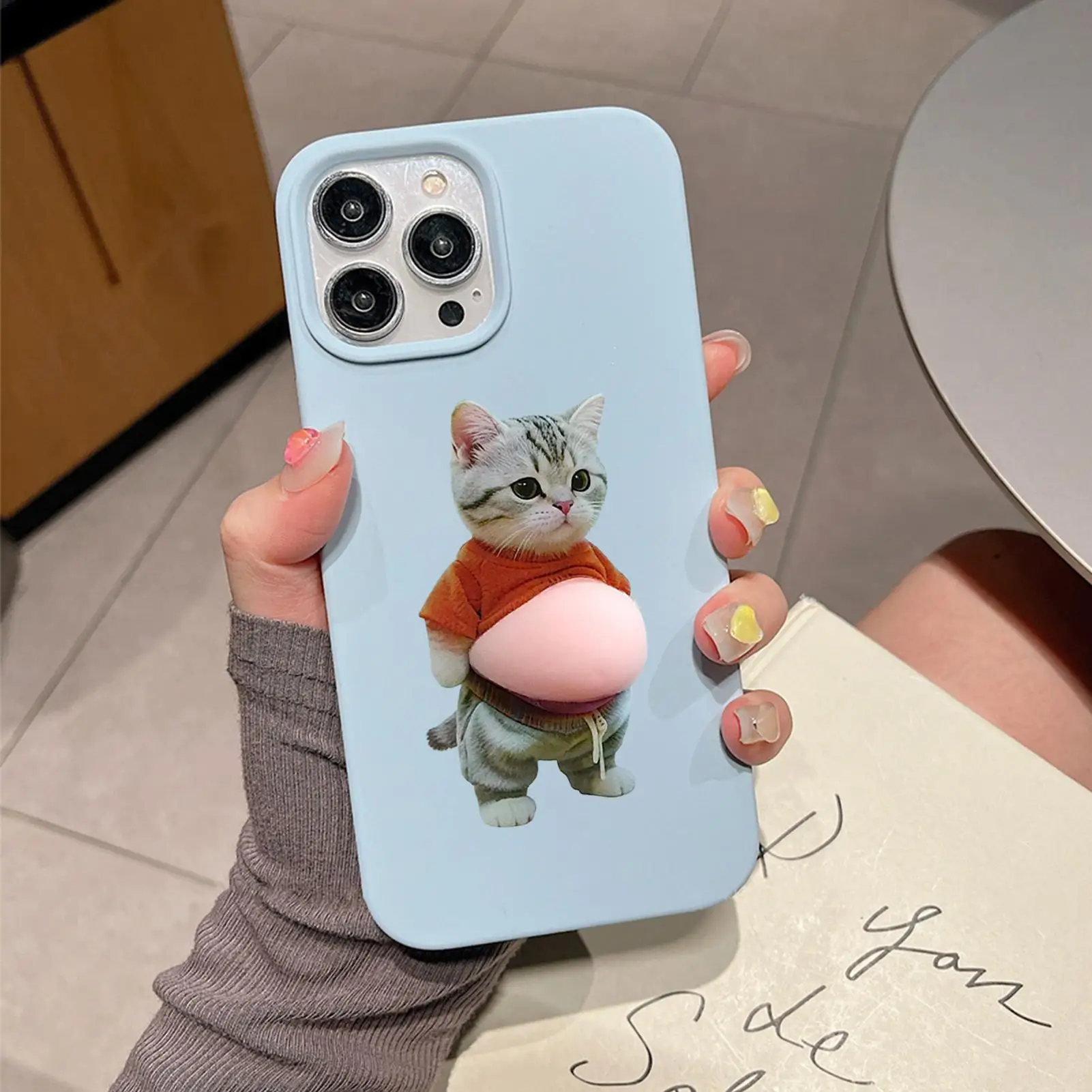 3D Stickers for Kids Cat Squeeze Belly Phone Case Decoration Cartoon Stickers for Adults Kids Teens Computer Laptops Planner