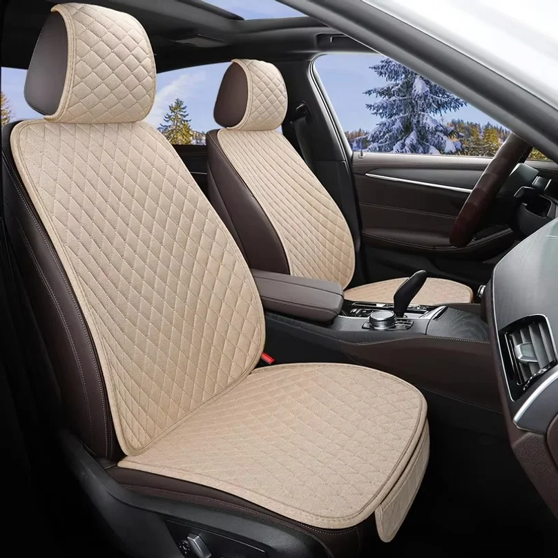 Car Cushion Four Seasons Universal Half Pack Breathable Car Cushion Linen Fabric Seven Piece Set Seat Three Piece