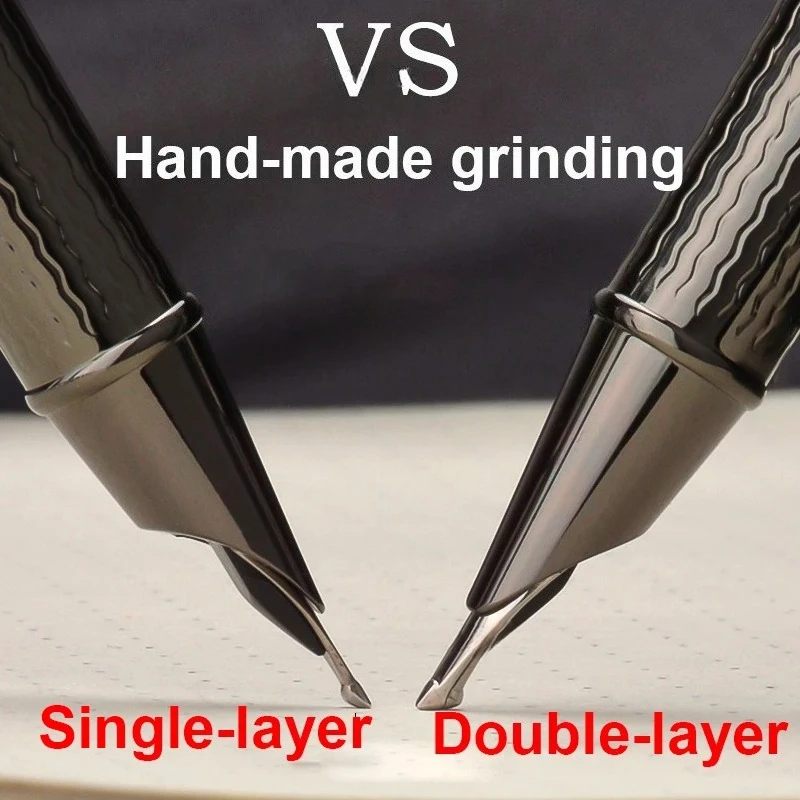 

Чрезвычайно толстая шлифовальная полированная толстая перьевая ручка ручной работы, наконечник с капюшоном 2,5 мм, двухслойный длинный нож, ручка для делового письма