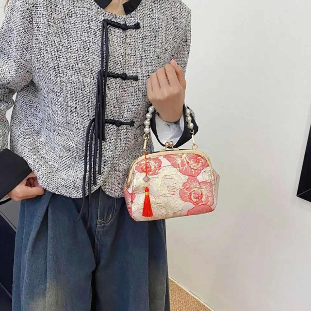 

Аксессуары для чонсама: вышитая банкетная сумка с жемчужной ручкой, сумка на запястье, сумка-клатч для ханьфу, наплечная сумка, вместительная женская сумка-клатч