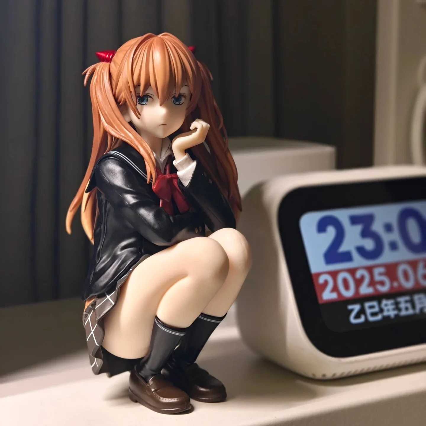 

Action Anime Figures 15cm Academic-Style Squatting Asuka Figure - Anime Girl Collectible Model Desktop Pc Case Decoration Gift