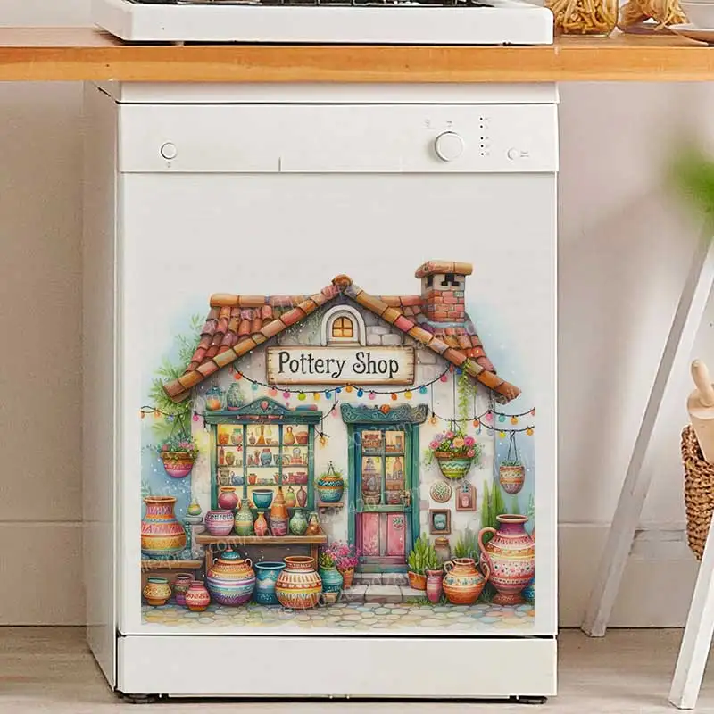 Living Room Pottery Shop Wall Stickers Sofa Background Home Decor Art Decal Wallpaper Room Decoration AA66