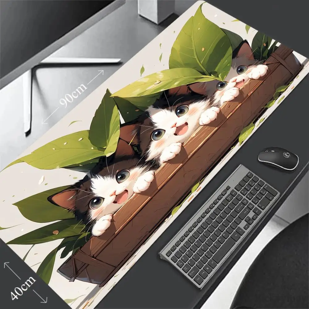 

Kawaii Mice Pad Cute Cat Desk Pad Gamer Accessories XXL Locking Edge Mouse Mat Laptop Computer Office Desk Mat Rubber Gaming Pad