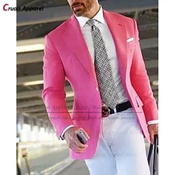 Blazer formel rose imbibé pour hommes, veste couvertes, smoking d'affaires sur mesure, manteau décontracté, mode de mariage, marié