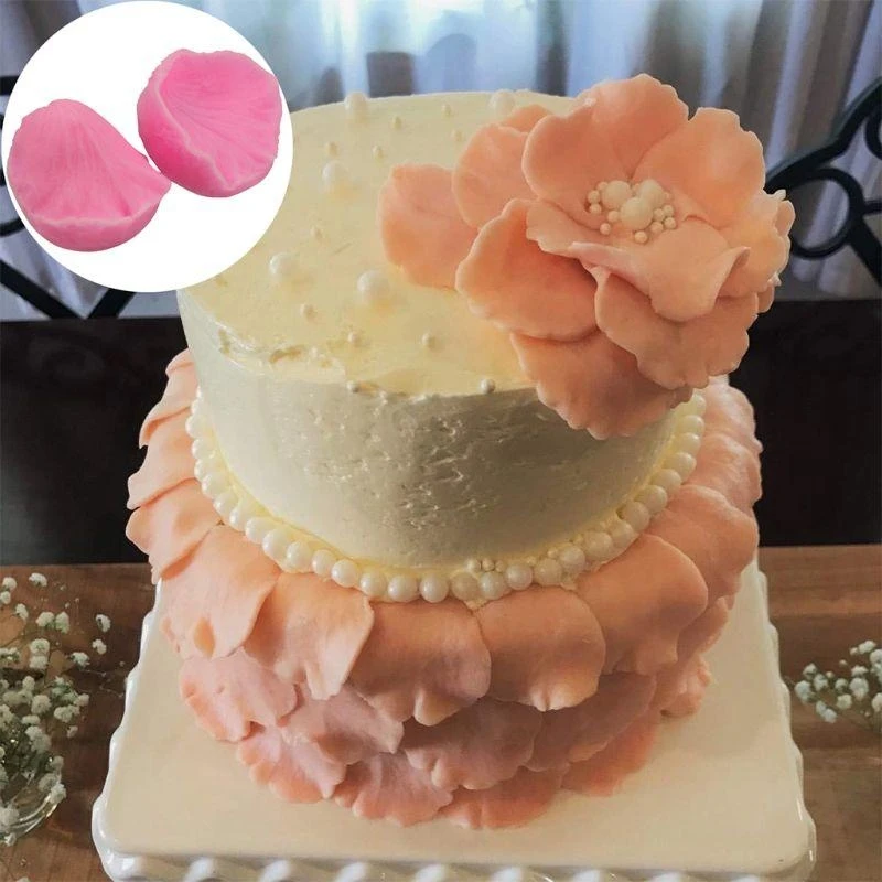  Cake Rose Petal Mold Soap Decorating Baking Fond Polymer Craft DIY Mold Tool