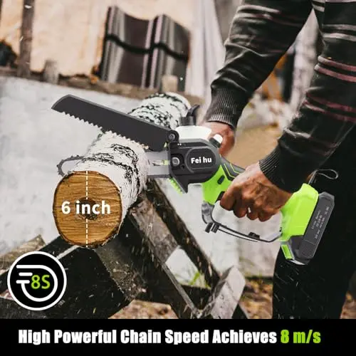 Electric Pole Saws & Pruning Shears for Tree Trimming, 2-in-1 6 Inch Mini Chainsaw Cordless with Extension Pole, 2pcs