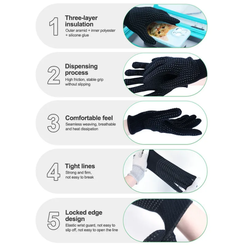 RELIFE RL-063A Heat Insulation Heat-resistant Gloves Designed with Glue Dotting Breathable Sweat-absorbent Repair Gloves