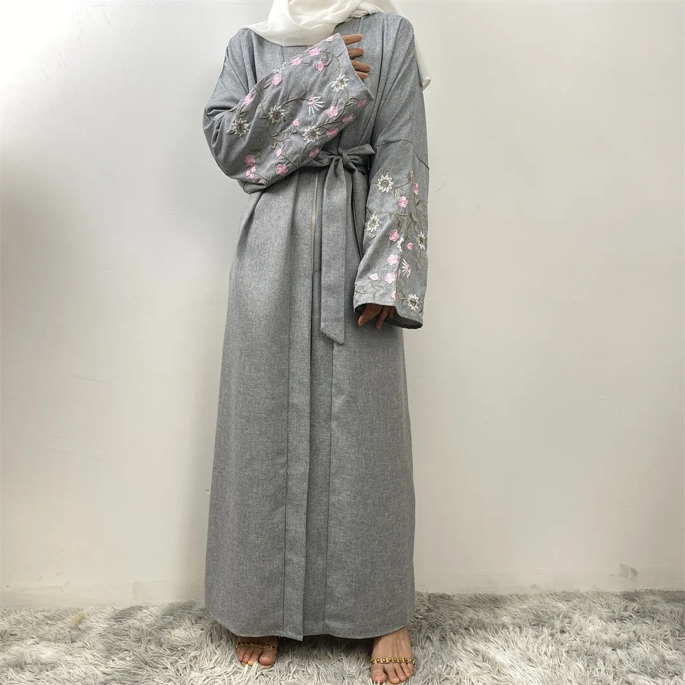 Eid Abayas for Women Muslim Modest Dress Embroidery Kebaya Kimono Cardigan Dubai Open Abaya Islam Clothing Femme Musulmane Robe